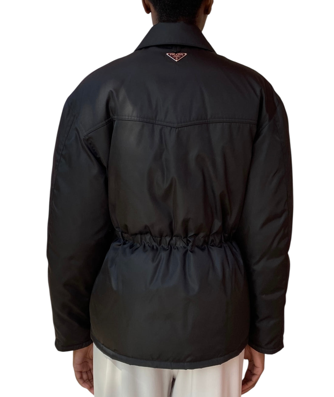 Prada Black Re-Nylon Button Down Padded Jacket - 38