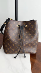 Louis Vuitton Monogram Canvas Black Leather Neo Noe MM Bag