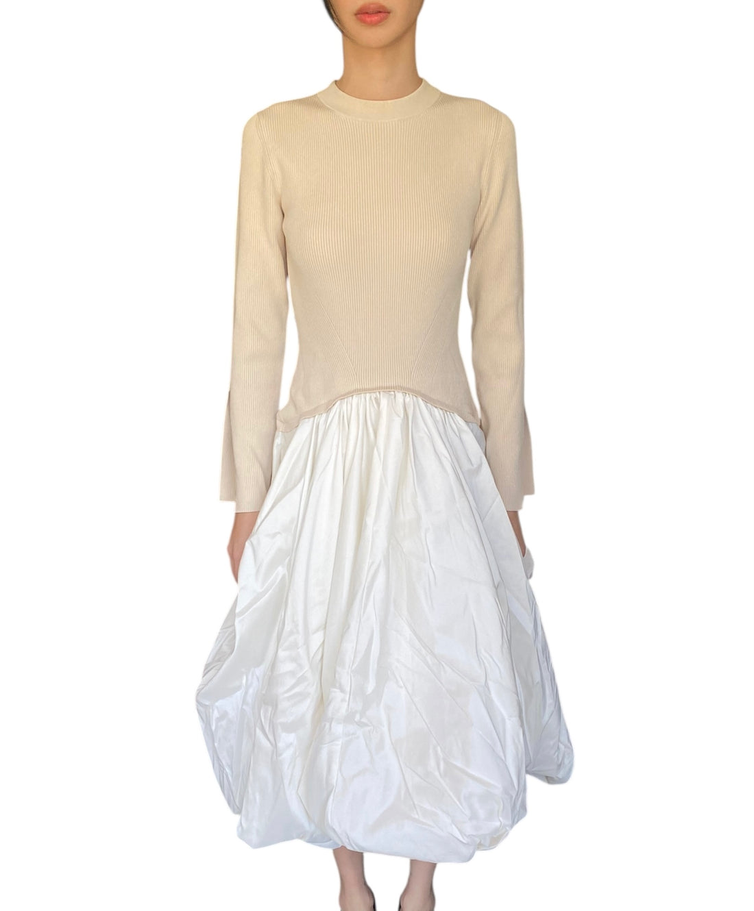 Simkhai Beige Kenlie Knit Bubble Midi Gown - M