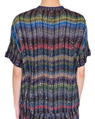 Missoni Multicoloured Sequinned Embellished Chevron Striped Knit Shirt - S / US 4-6