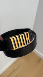 Christian Dior Black Leather D Fence Belt - 70cm