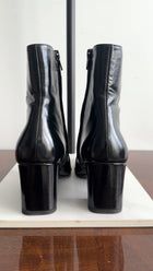 Saint Laurent Black Patent Leather Block Heel Ankle Boot - 37