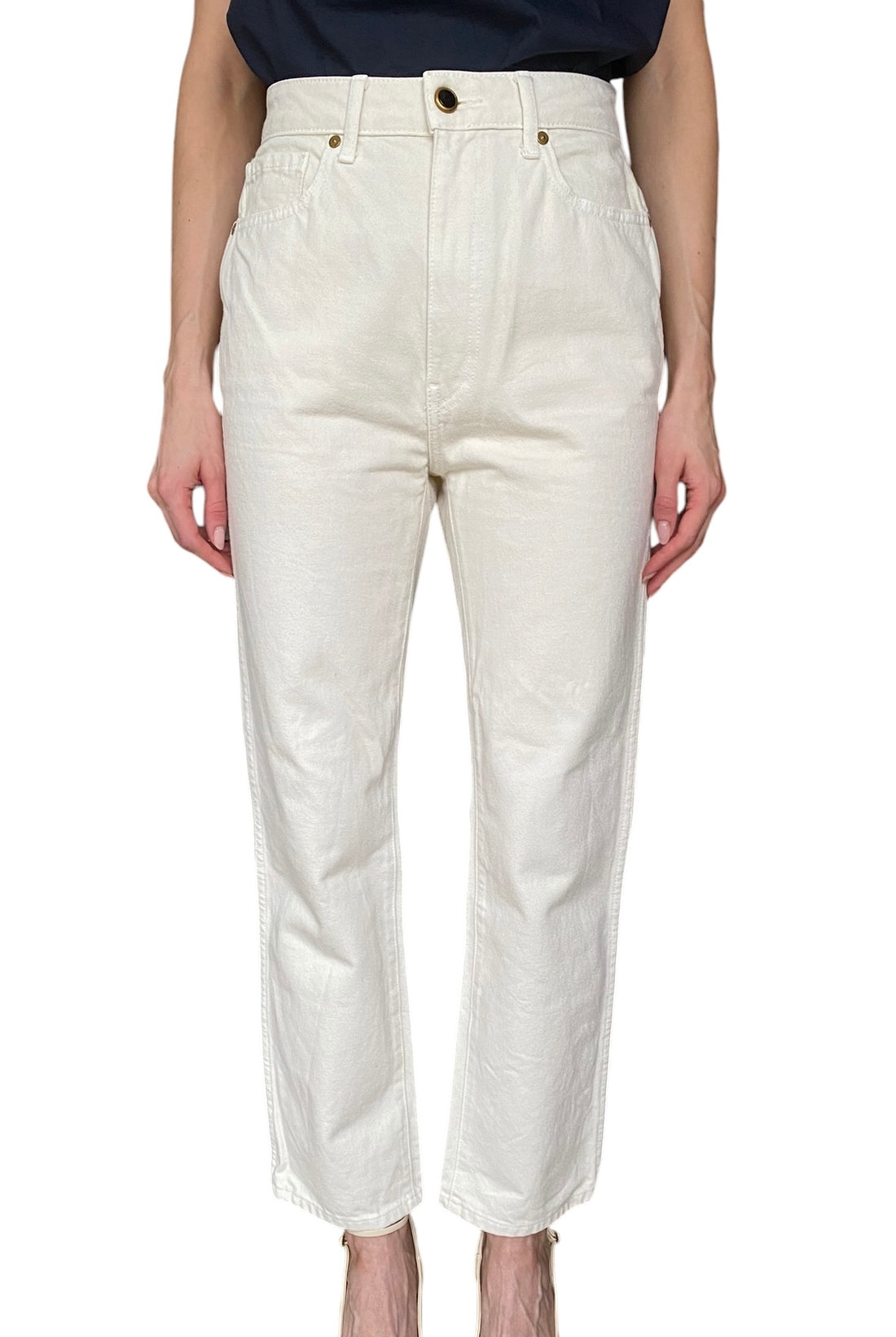 Khaite Ivory "Danielle" Straight Leg Jeans  - W27