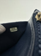 Chanel Navy Quilted Leather Boy Wallet on Chain GHW
