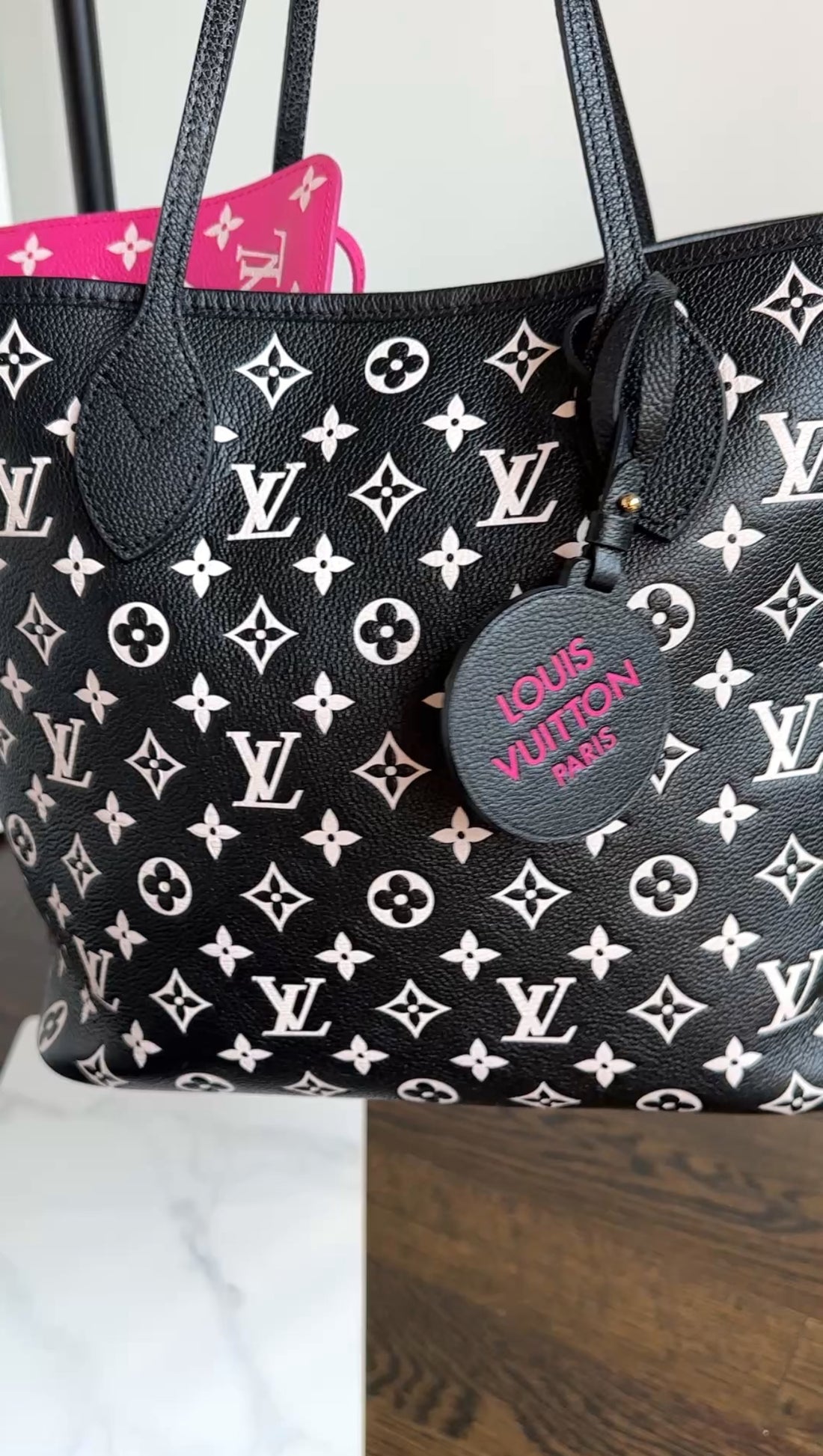 Louis Vuitton Empreinte Spring In The City Neverfull MM Black White Pink