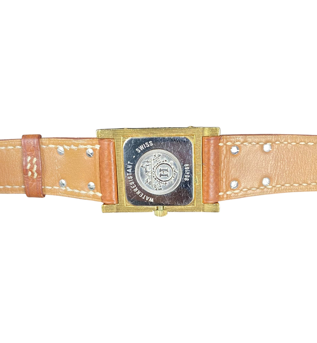 Hermes Vintage 1995 Brown Leather Medor Watch GHW