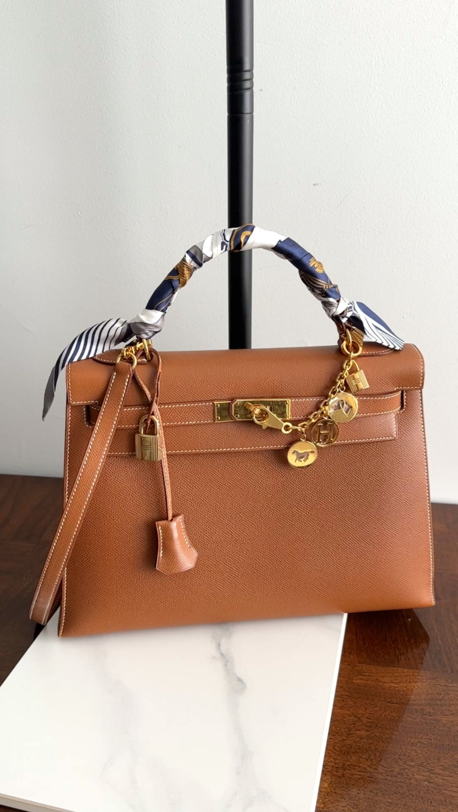 Hermes Vintage 1995 Gold Epsom Leather Kelly Sellier 32 Bag GHW