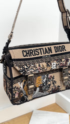 Dior Diorcamp Beige Floral Embroidered Logo Crossbody Messenger Bag
