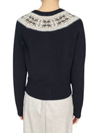 Nili Lotan Navy “Joséfa Fair Isle”Cashmere Cardigan - M