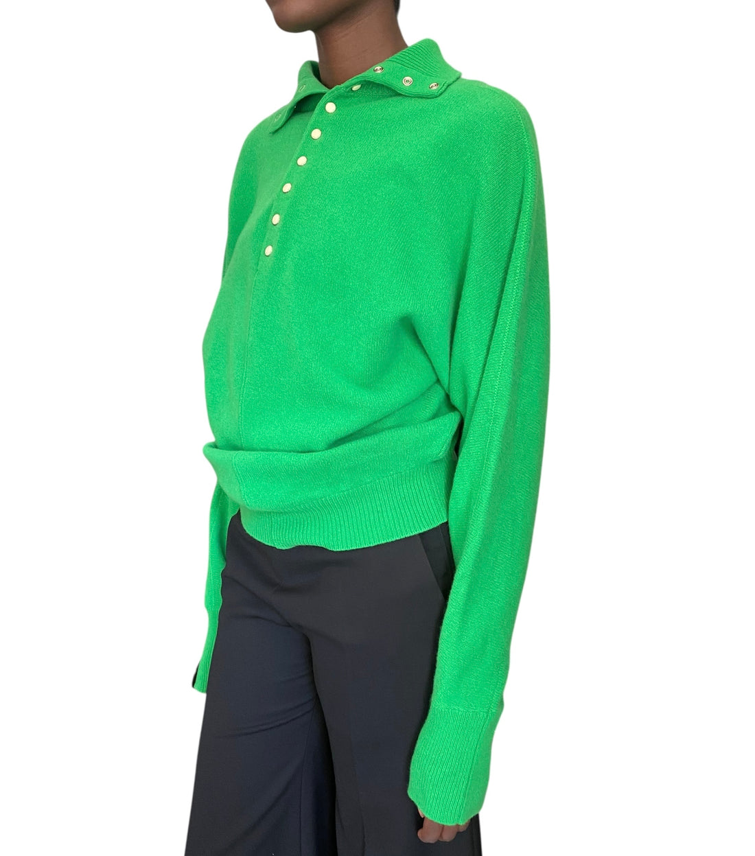 Louis Vuitton Green 1/4 Knit Wool Blend Sweater - M