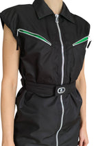 Bottega Veneta Black Nylon Zip Up Shirt Dress - US 0-2