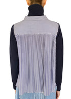 Sacai Navy Striped Pleated Panelled Turtleneck Sweater  - S / US 2-4