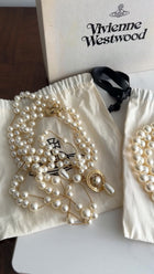 Vivienne Westwood Broken Pearl Lariat Necklace with Orb