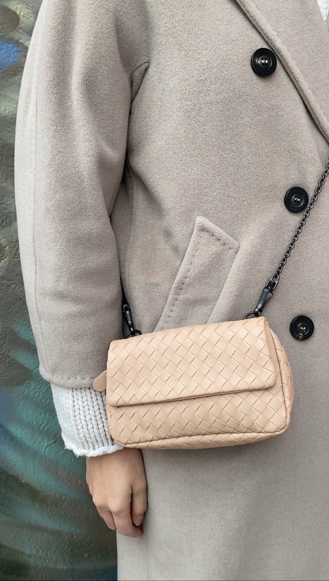 Bottega Veneta Nude Intrecciato Leather Mini Nappa Bag
