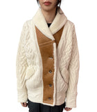 Ermanno Scervino Beige Cable Knit Shearling Jacket -  S/ M