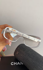 Chanel Sport Vintage 2000's White Grey Gradient Shield Sunglasses