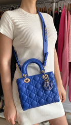 Dior My Lady Blue Cannage Lambskin Small Two Way Bag