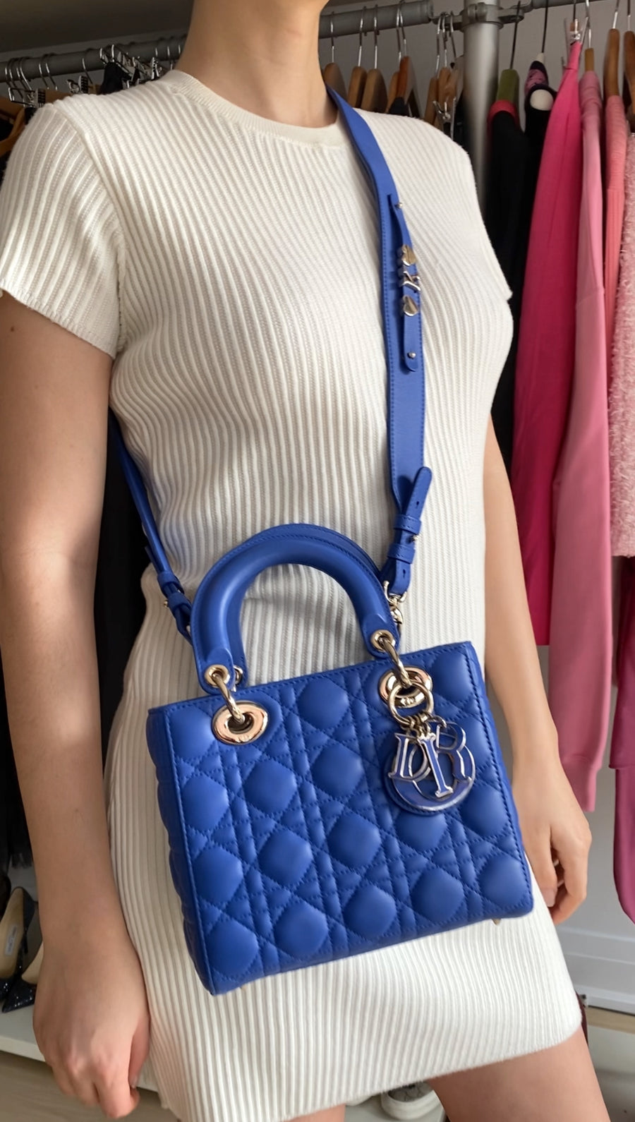 Dior My Lady Blue Cannage Lambskin Small Two Way Bag