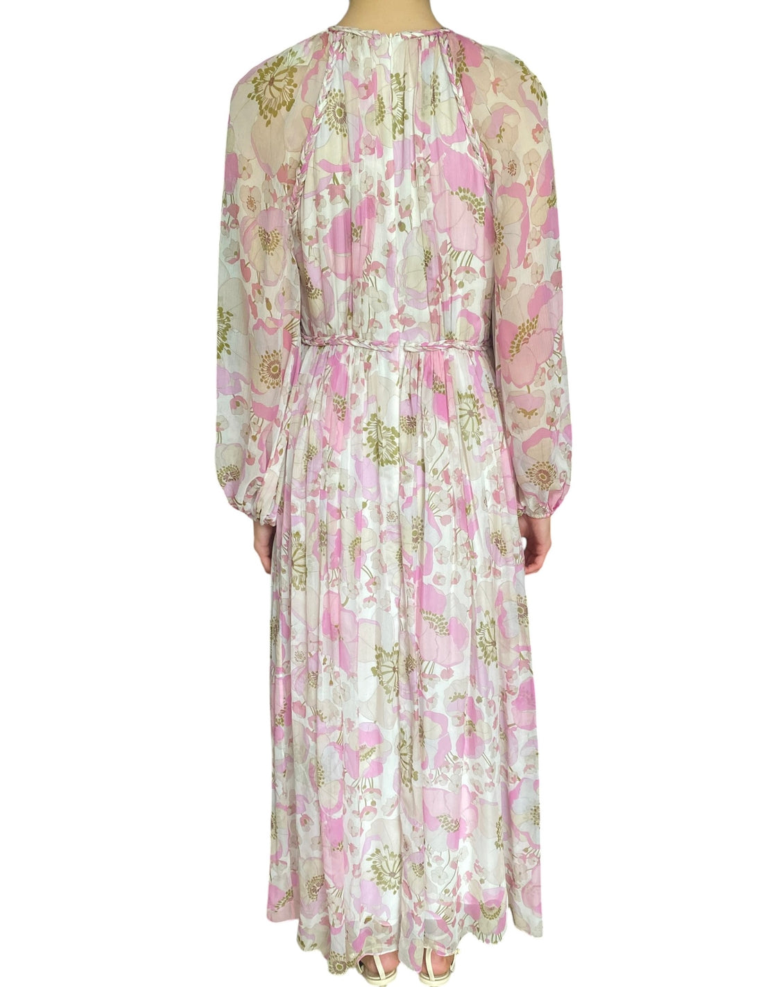 Zimmermann Pink Multi “Super Eight” Floral Silk Braided Midi Dress - 2 / M / US 8