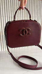 Chanel Paris-Rome Coco Curve Burgundy Leather Vanity Case Bag