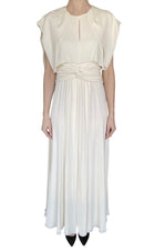 Giambattista Valli Ivory Silk Draped Flutter Sleeve Gown - IT 44 / US 8