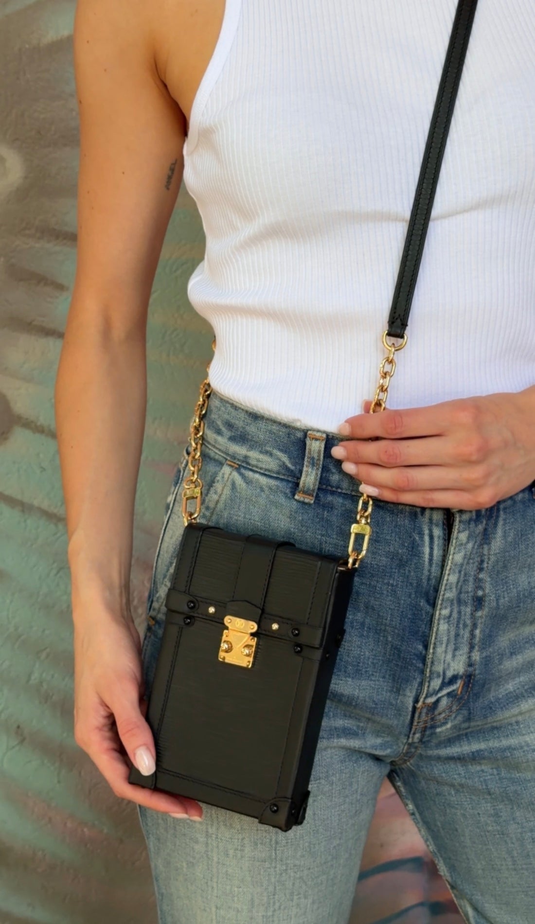Louis Vuitton Black Epi Leather Vertical Trunk Small Pochette Bag