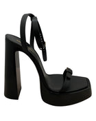 Saint Laurent Black Leather Platz 105mm Platform Sandal - 41