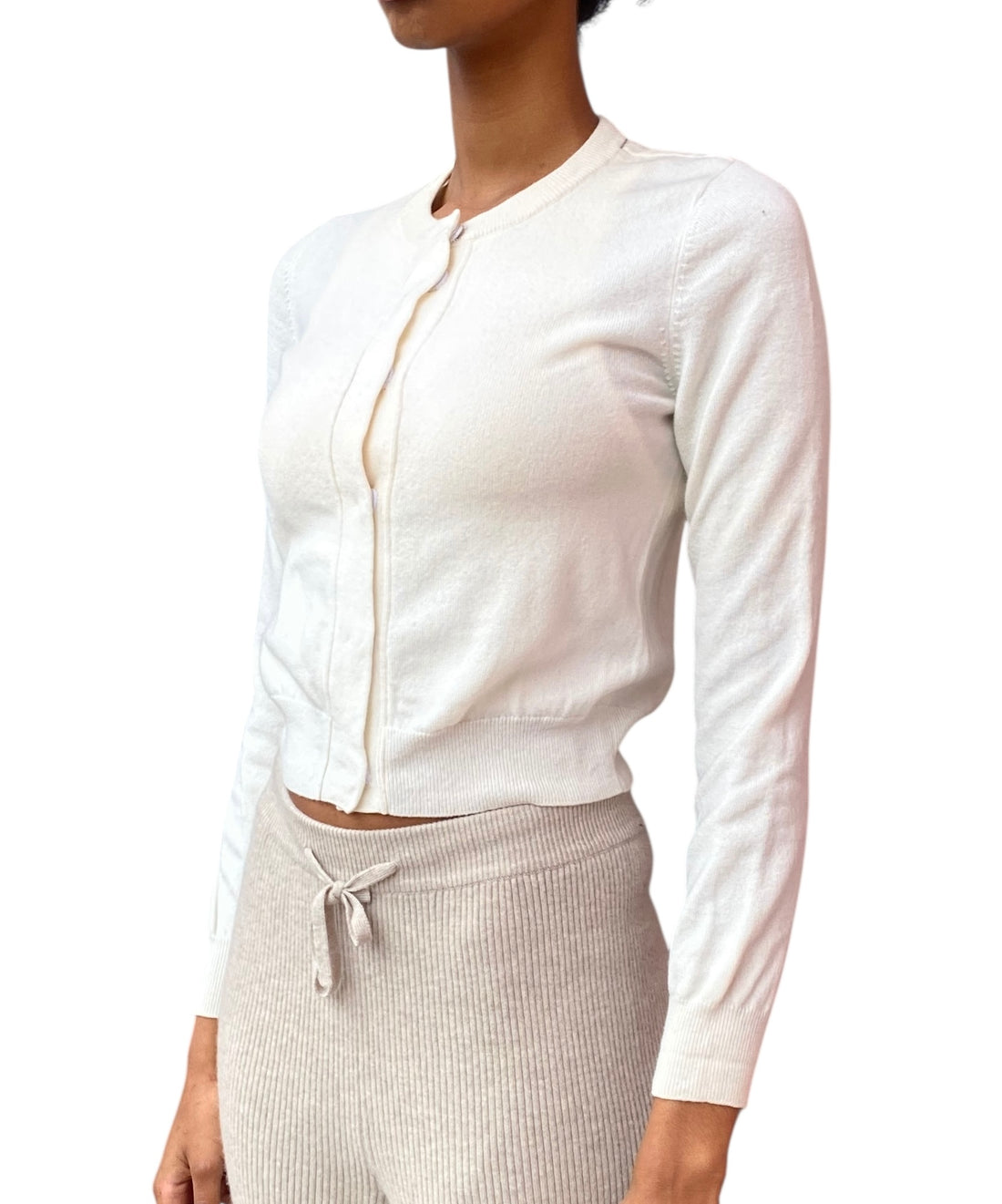 Brunello Cucinelli Ivory Cashmere Cropped Cardigan - S