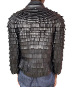 Giorgio Armani Black Leather Fringe Jacket - 44 / US 8
