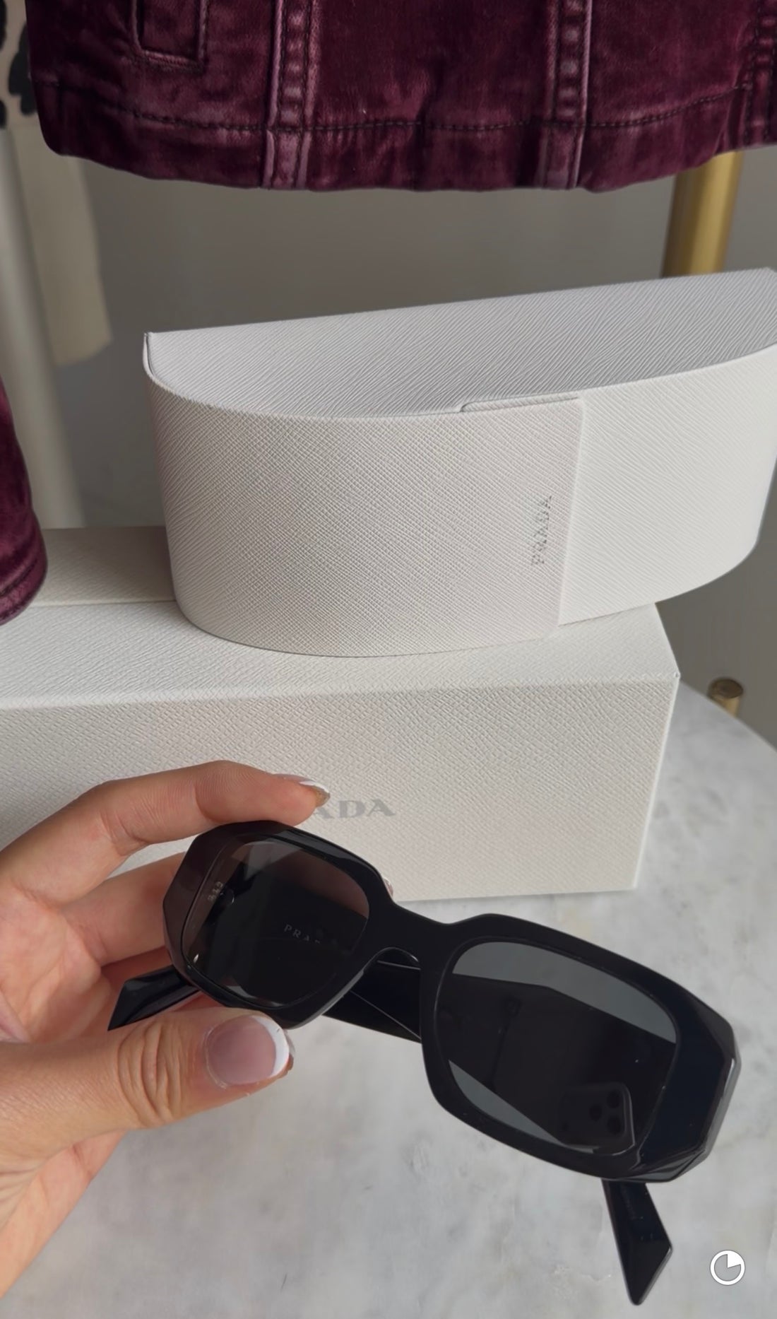 Prada Black Acetate Symbole Sunglasses SPR 17W