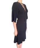 Stella McCartney Black Lace Up Midi Dress - 38