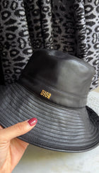 Christian Dior Black Teddy-D Brim Leather Bucket Hat with Veil