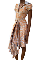 Vivienne Westwood Blue Asymmetrical Print Pleated Dress - XXS