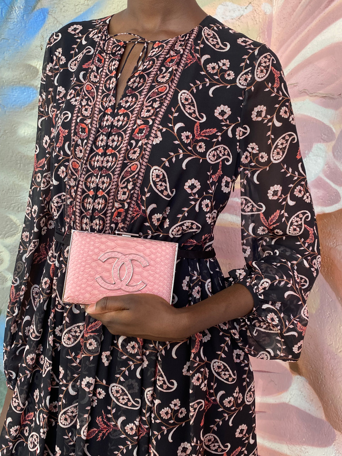 Chanel Pink Python CC Box Clutch Bag