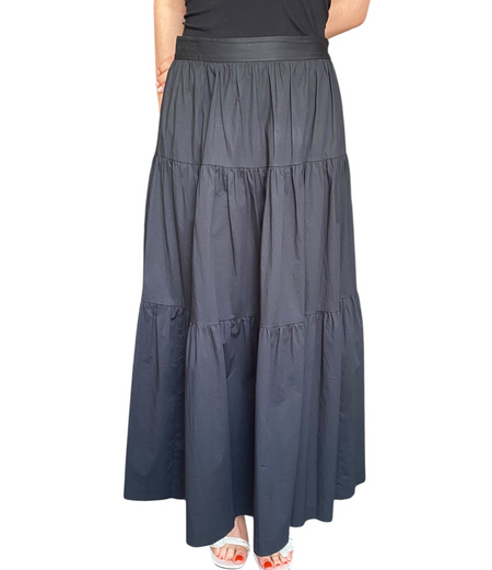 Staud Navy Tiered Maxi Skirt - 8