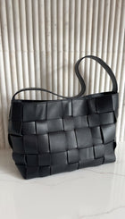 St. Agni Black Woven Leather Mini Tote Bag