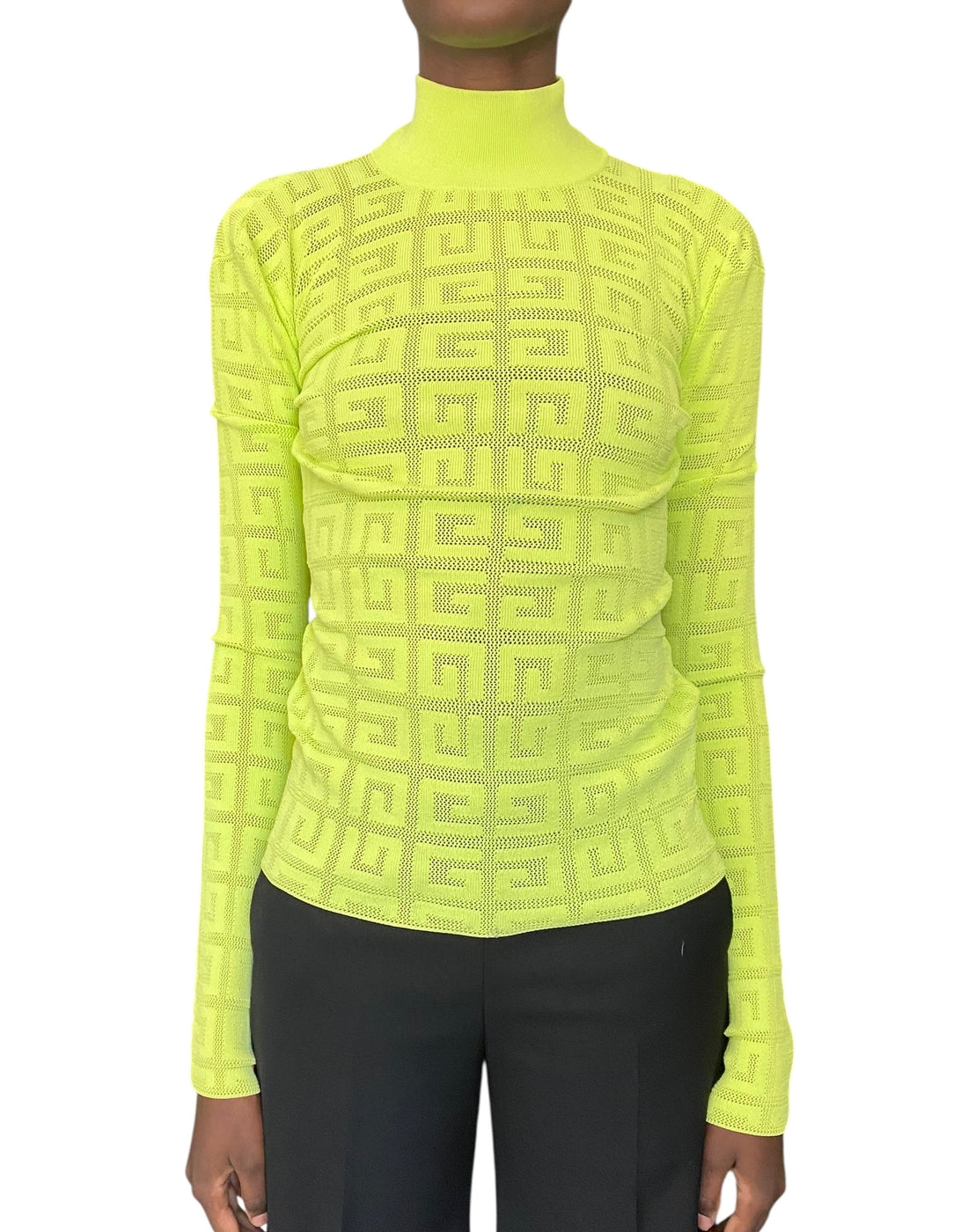 Givenchy Neon Green Mesh Logo Long Sleeve - S