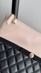 Chanel Black and Blush Pink Quilted Lambskin Medium Pearl O Case