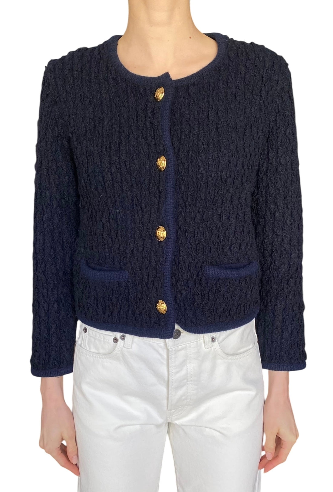 Nili Lotan Navy “Bridget” Wool Cardigan - S