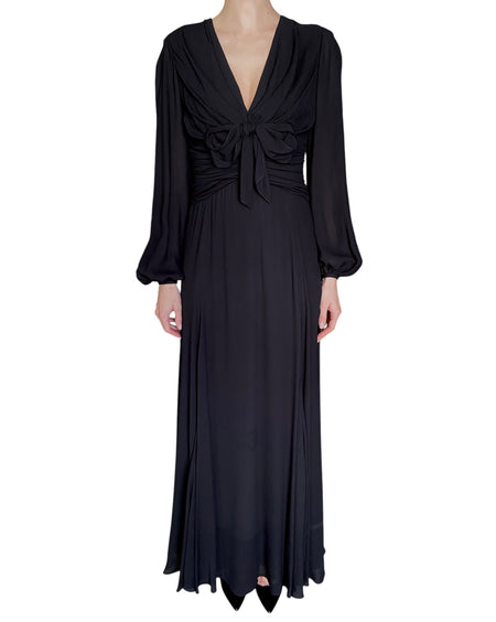 Giambattista Valli Black Bow-Tie Draped Long Sleeve Gown - IT 44 / M / US 6-8