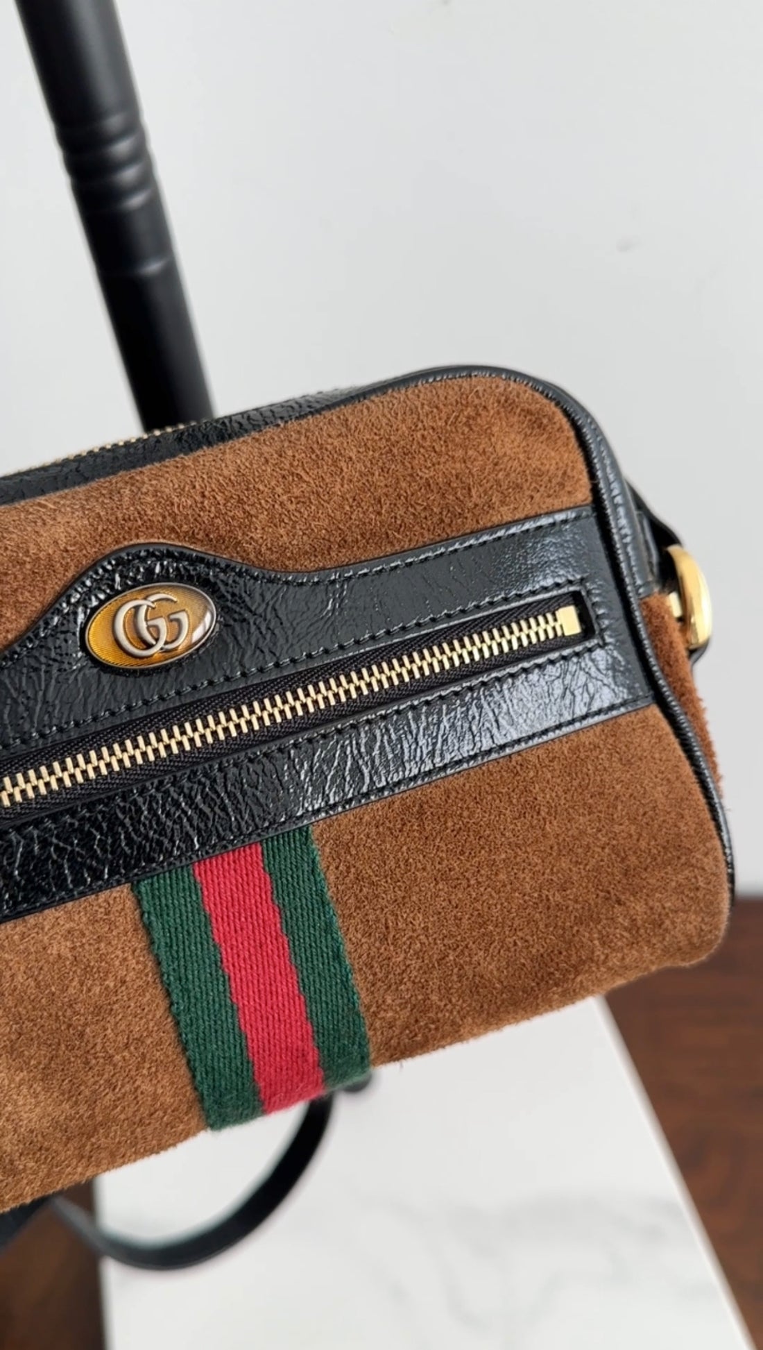 Gucci Brown Suede Ophidia Mini Crossbody Bag