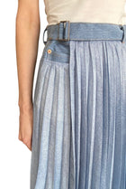 Sacai Blue Denim Pleated Belted Midi Skirt - JP 2 / US 6