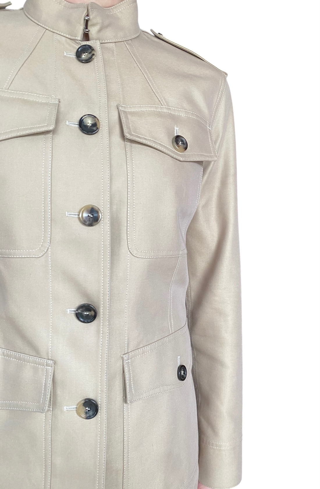 Loro Piana Beige “Ashley” Cotton Silk Twill Jacket - 42 / US 6