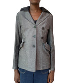 Christian Dior Grey Silk Double Breasted Hooded Jacket - IT 46 / US 10