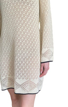 Agnona Beige Cotton Crochet Long Sleeve Mini Dress - M / US 6