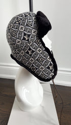 Louis Vuitton Black and White 1854 Brocade Beaver Fur Trim Trapper Hat - S