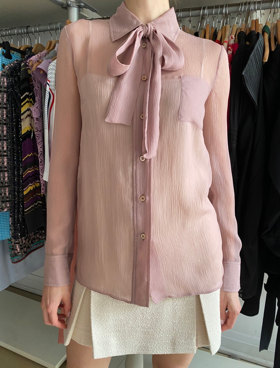 Prada Mauve Pink Silk Button Down shirt with Cami - 40