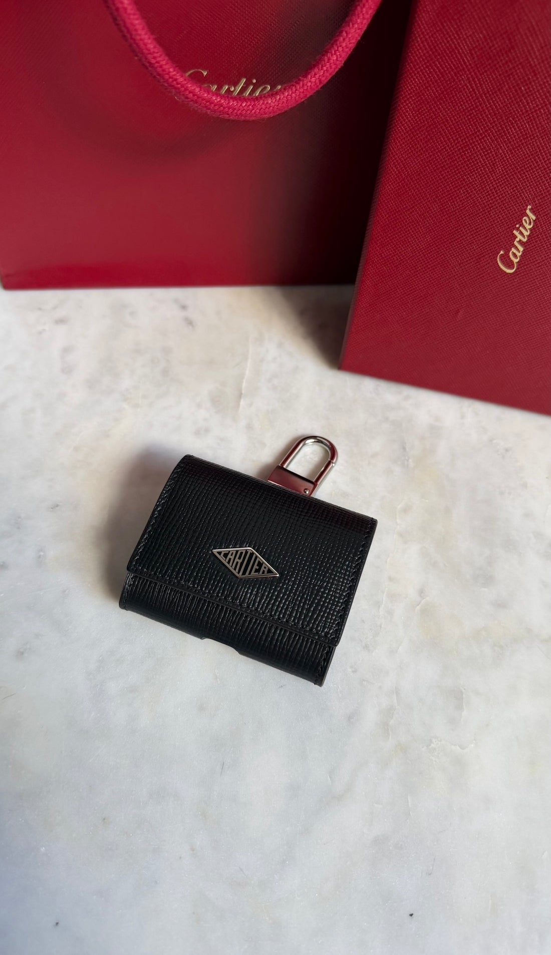 Cartier Black Grained Calfskin Losange Air Pods Pro Case