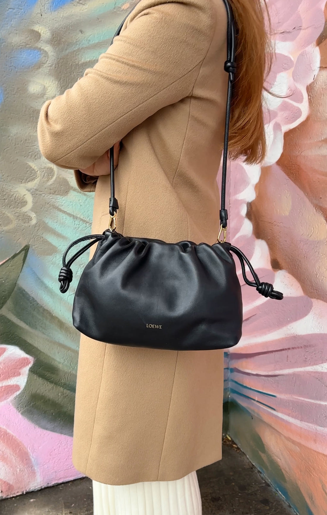 Loewe Flamenco Nappa Medium Chain Drawstring Bag