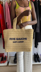 Saint Laurent Rive Gauche Woven Raffia Beach Large Tote Bag